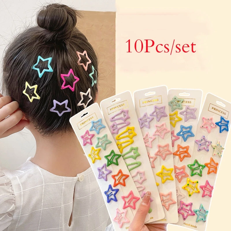 

10pc Star Geometric Metal Mini Hairpins Set Baby Girls Children Kids Hair Clips BB Pins Barrettes Accessories Hairclip Headdress