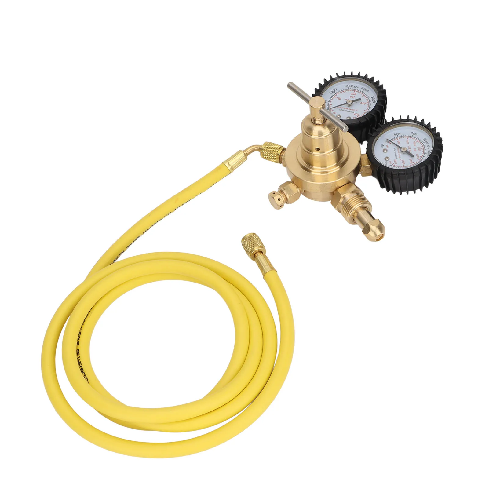 Nitrogen Pressure Gauge Regulator Test Kit Brass Inlet Outlet Connection with 200cm Hose
