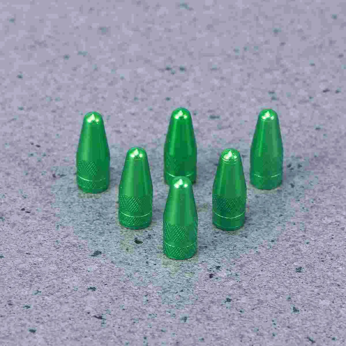 6 Pcs French Style Tyre Cap Road Bike Accessories Aluminum Bits Valve Caps Green