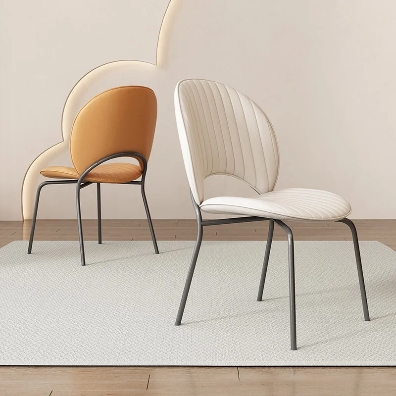 

Joylove Shell Chair Nordic Home Designer Sun Dining Chair Leather Art Casual Milk Tea Dessert Shop Cafe Scallop Chair