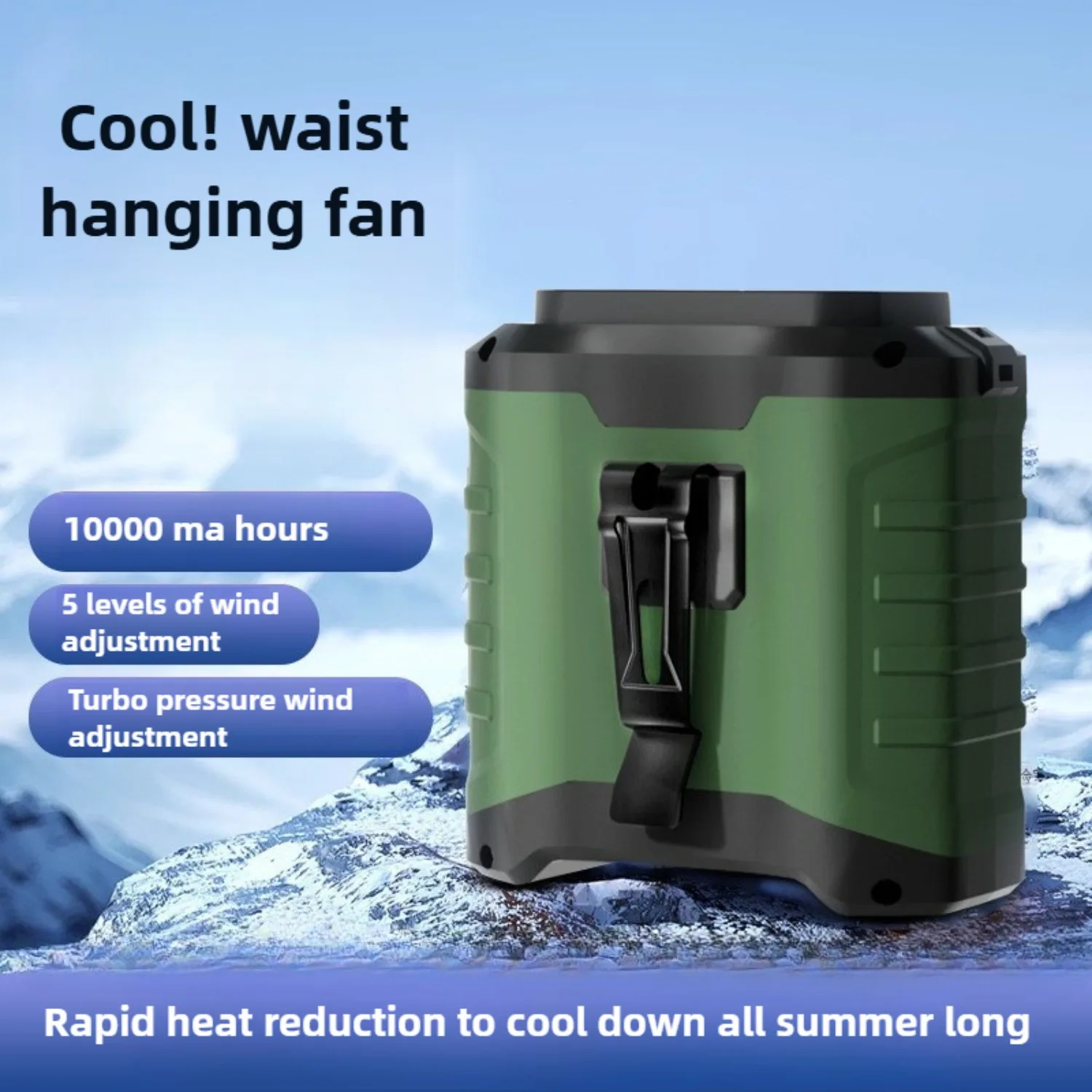 

Rechargeable Portable Waist Fan Personal Mini Air Conditioner with Strong Airflow LED Display Quiet Brushless Motor Outdoor