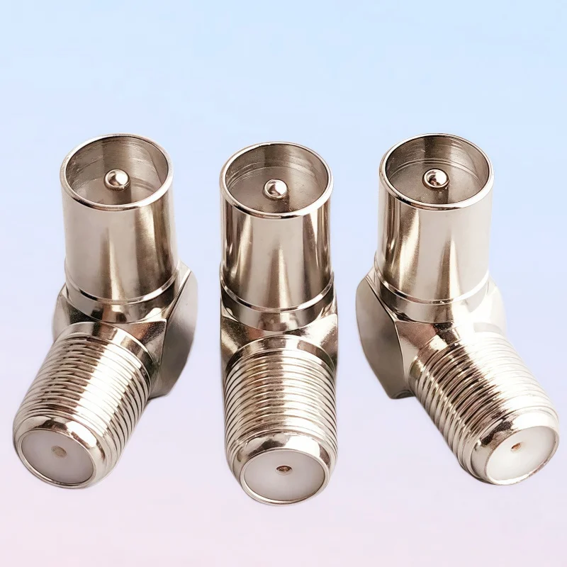 2/3PCS 90° Right Angle F-Type Female to IEC Male Coaxial Adapter Gold-Plated TV/Cable/Satellite Connector Socket Coax Cable