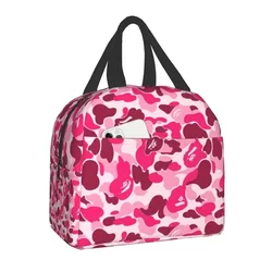 Luxury Pink Camo Camouflage Thermal Insulated Lunch Bags Women Portable Lunch Tote for School Office Outdoor Storage Food Box