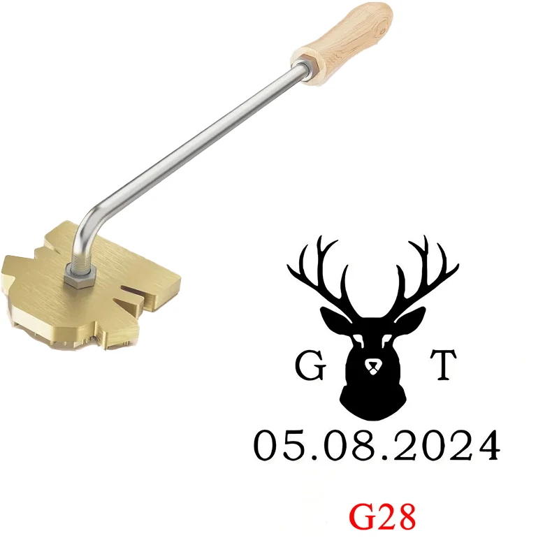 Aangepaste brandende ijzeren stempel DIY LOGO verwarming messing embosser zegels met handvat voor hout leer cake hamburger bruiloft feest ambacht