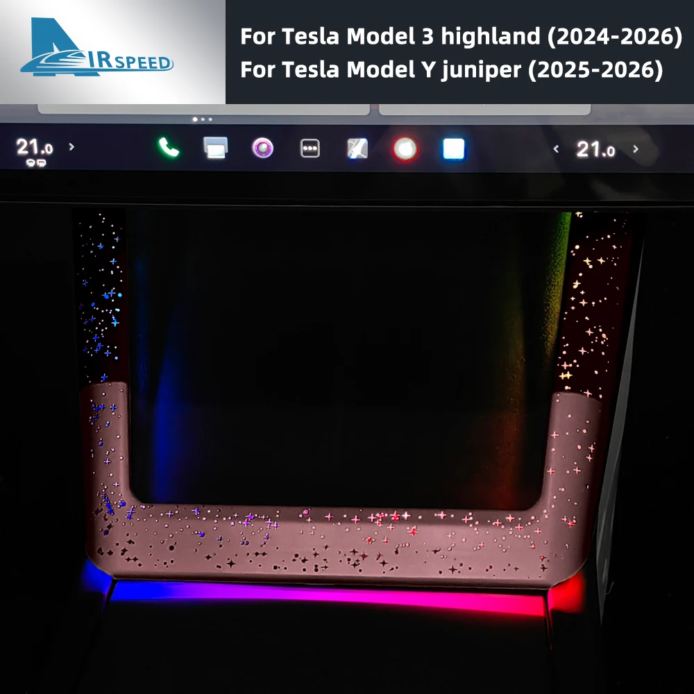 Auto-Wireless-Laderahmen-Licht für Tesla Model Y Juniper 2025 2026 Highland Model 3 2024-UP Grand Starry Atmosphere Trim LED