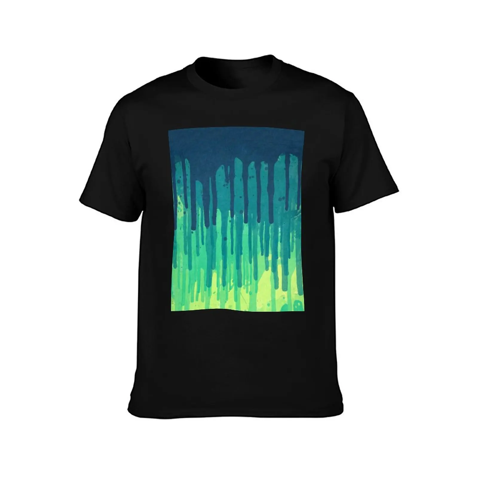 Green Grunge Color Splatter Graffiti Backstreet Wall Background T-Shirt plus size clothes funny t shirts for men