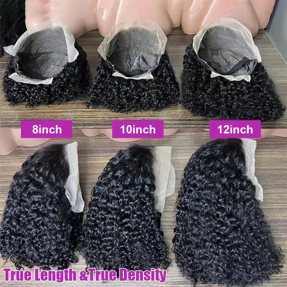 Mamushow Short Curly Bob Deep Wave Brazilian Human Hair Lace Front Wigs 13X4 Lace Frontal Wig 200% Density For Black Women