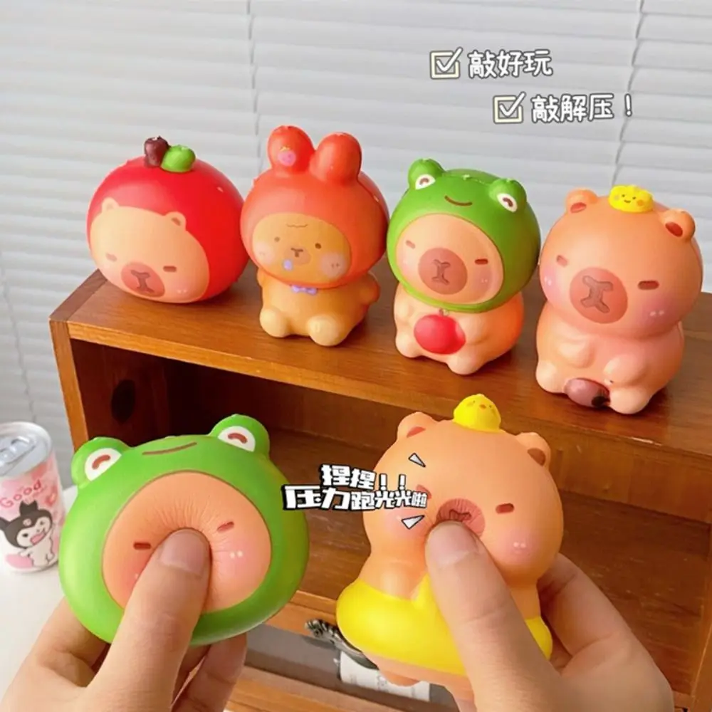 귀여운 감각 장난감 Capybara Squeeze Toy 느린 반동 PU 만화 Fidget 장난감 Fidget 장난감 3D 핀치 감압 장난감 아이