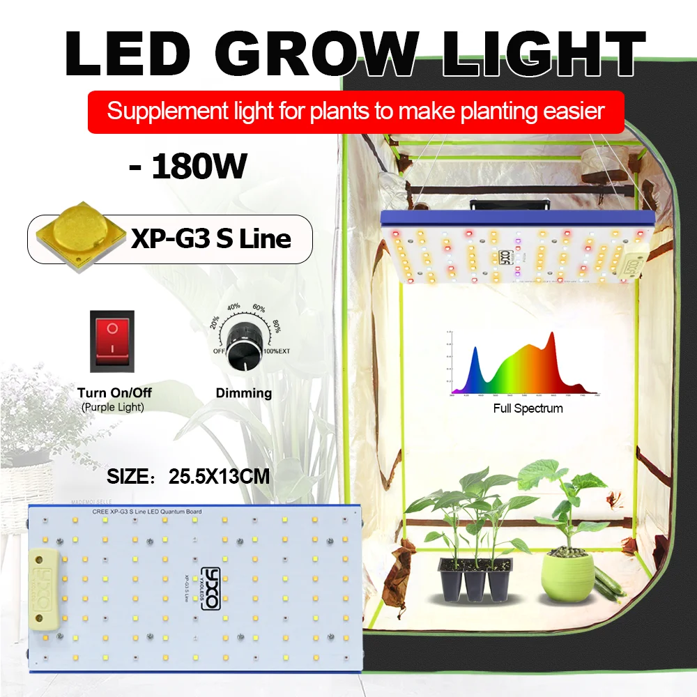 

Лампа для роста растений 180W/360W с регулируемым полным спектром LED, подходит для выращивания растений и цветов