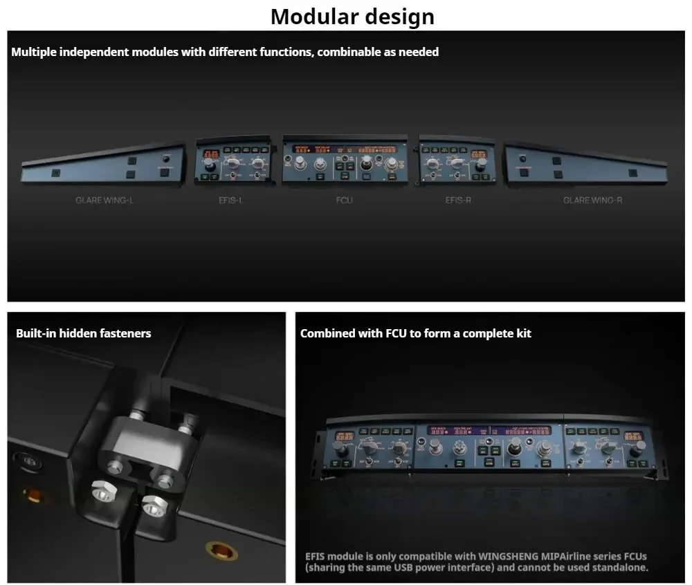 WINWING A320 FCU/EFIS-L/R Flight Control Unit Panel X-Plane Game Simulator Dual Driving Mode Support for SIMAPP Plug and Play