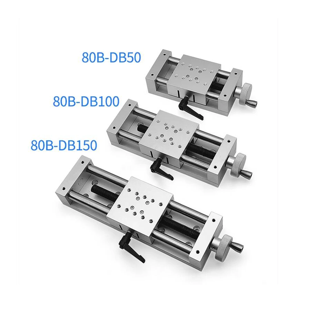 Manual Slide Stage X-Axis Mini Displacement Table Diameter 15MM T14*2 Stainless Steel T-Screw Load 60KG Platform Size 80x80MM