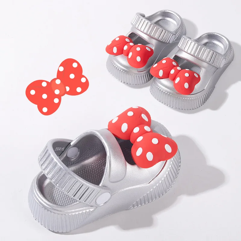 

New Children's Slippers Summer Cute Polka Dot Bowtie Girls Princess Mary Jane Shoes Fashion Causal Kids Cut-outs Beach Slippers