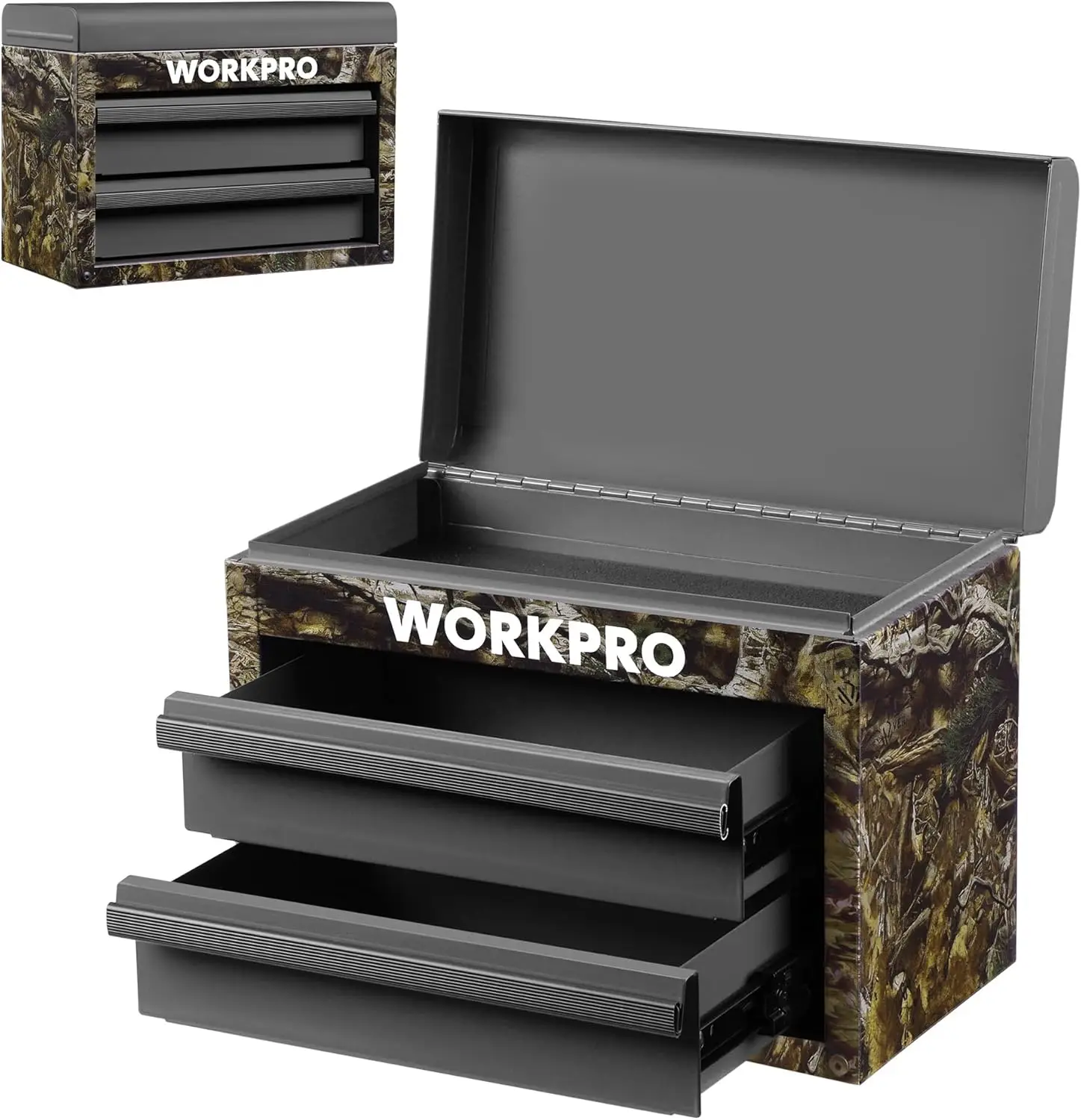 

Металлический мини-ящик для инструментов с двумя выдвижными ящиками, шарикоподшипниковыми направляющими, ПВХ-вкладышами и полипропиленовыми ножками для прочного многофункционального хранения