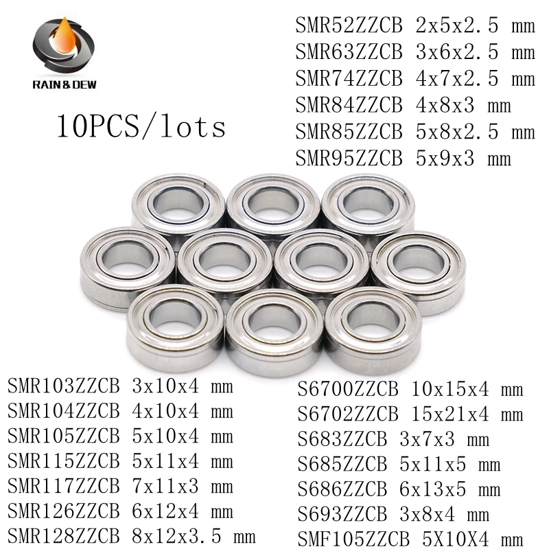 Fishing Reel Miniature Bearing(10PCS)Stainless Hybrid Ceramic Bearings Bore 2mm 3mm 4mm 5mm 6mm 7mm 8mm 10mm 15mm ZZ Shielded