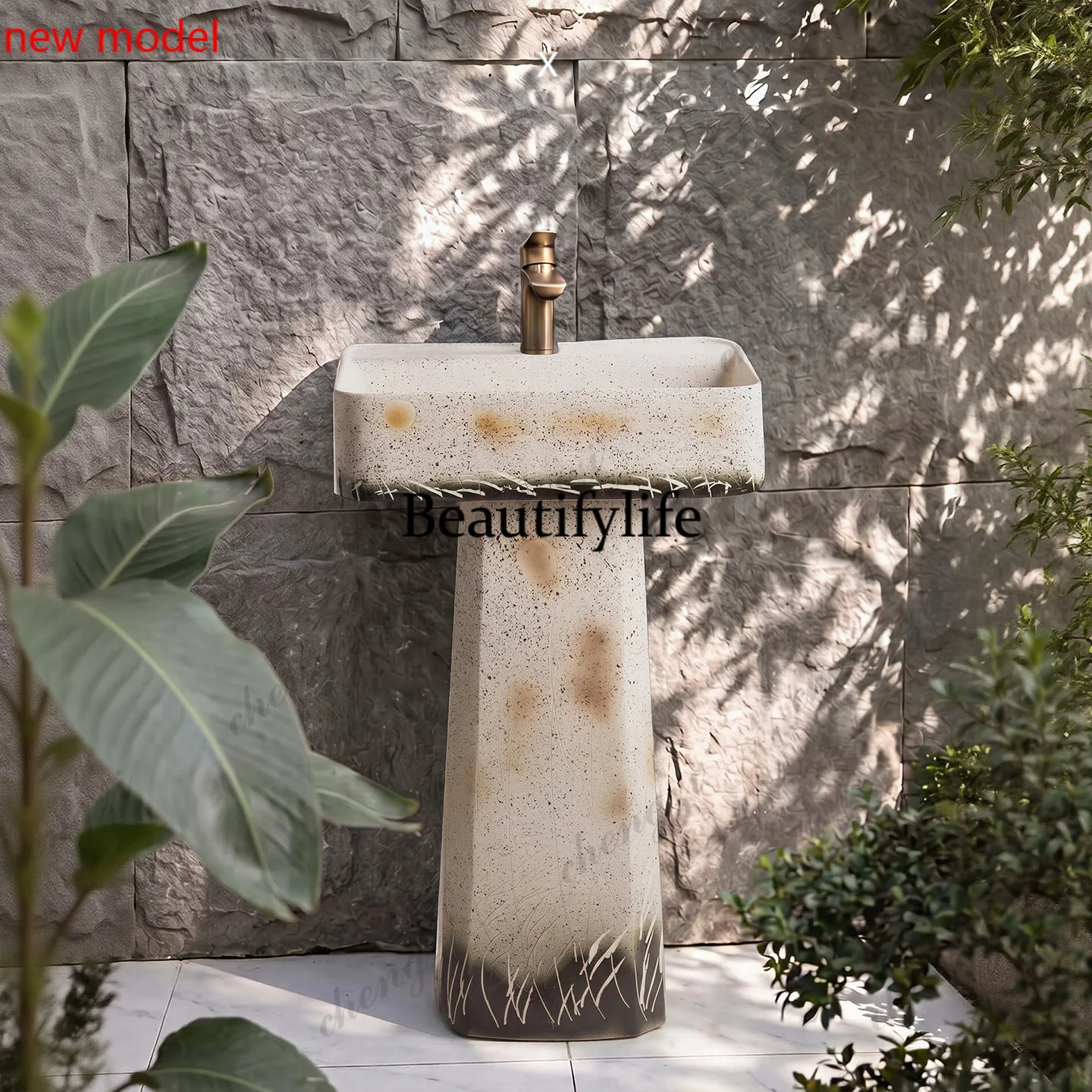DD182New Chinese column basin ceramic wash basin simple modern outdoor courtyard column basin bathroom wash