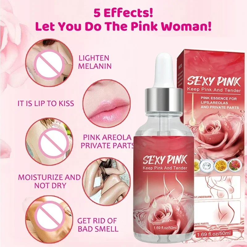 Essência rosa para mulheres, aréolas labial, concurso partes íntimas, remover melanina íntima, cuidados com a pele, clareamento, soro corporal de manchas escuras, mulheres sexy