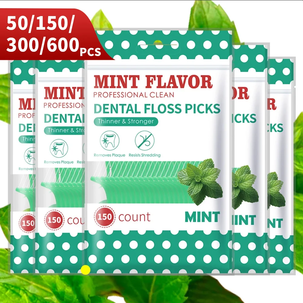 

50/150/300/600pcs Mint Floss Stick - Cleaning Tools for Teeth Gaps