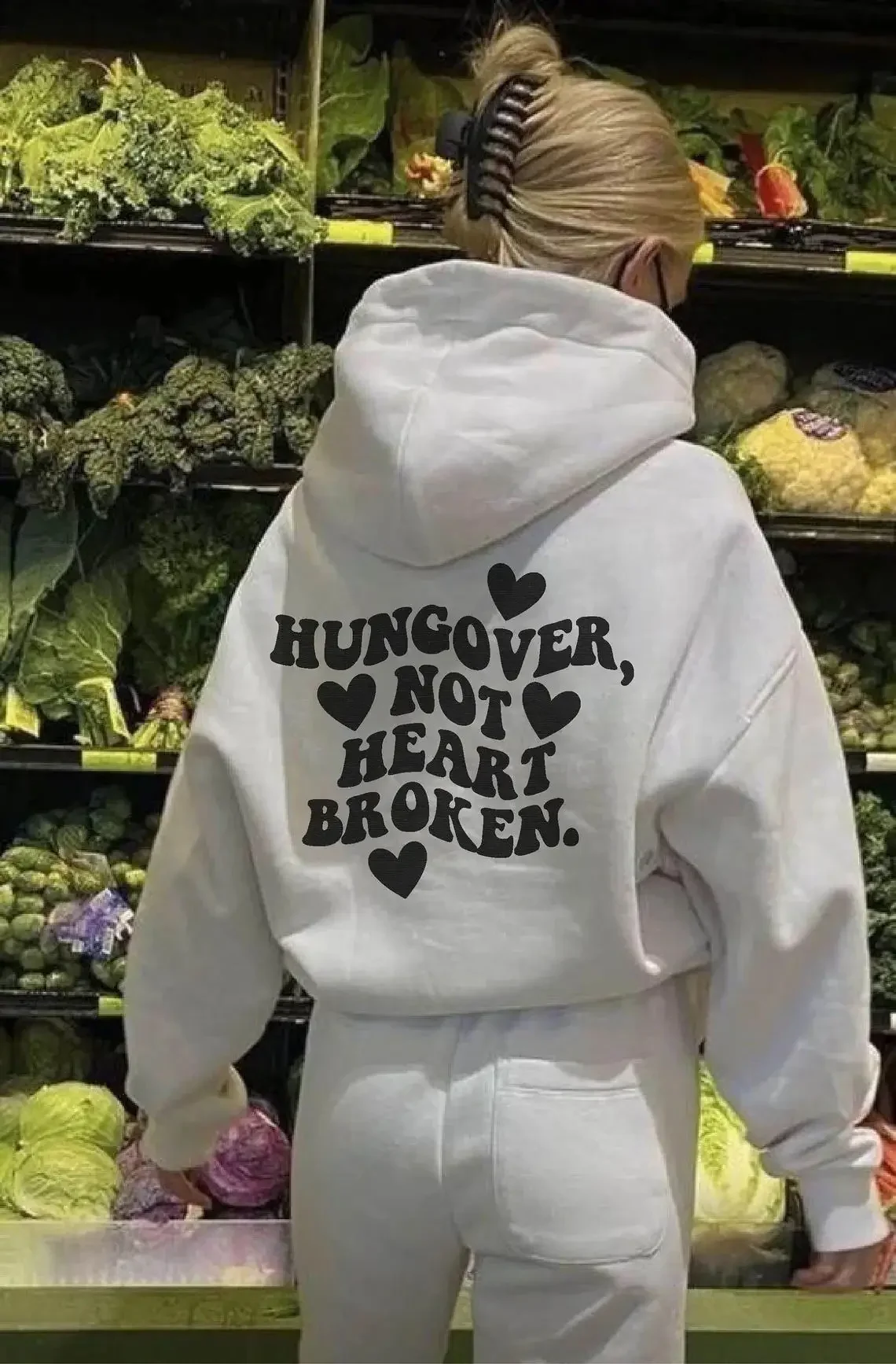 

Hungover Not Heart Broken Hoodie Women Hoody Sweatshirts Pullovers Quote Unisex Pure Cotton Aesthetic Top Jumper Casual Hoodies
