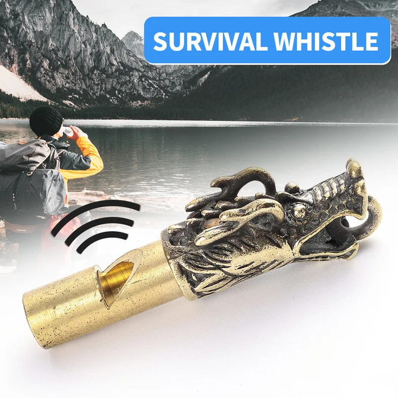 Brass Dragon Head Whistle Handmade Car Keys Chains Pendants Men Women Outdoor Survival Tools Whistles Necklaces Keychains Charm