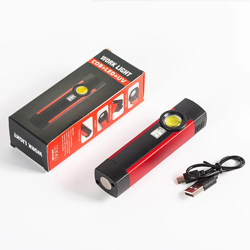 Luz de trabalho portátil Auto Repair LED COB Brilho Luz de emergência Lâmpada de trabalho Lanterna com base magnética 240LM