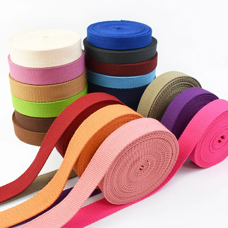 

5M 2mm Thick Cotton Webbing Tapes 20/25/32/38/50mm Canvas Bags Strap To The Meter Clothing Belt Decorative Ribbons for Sewing