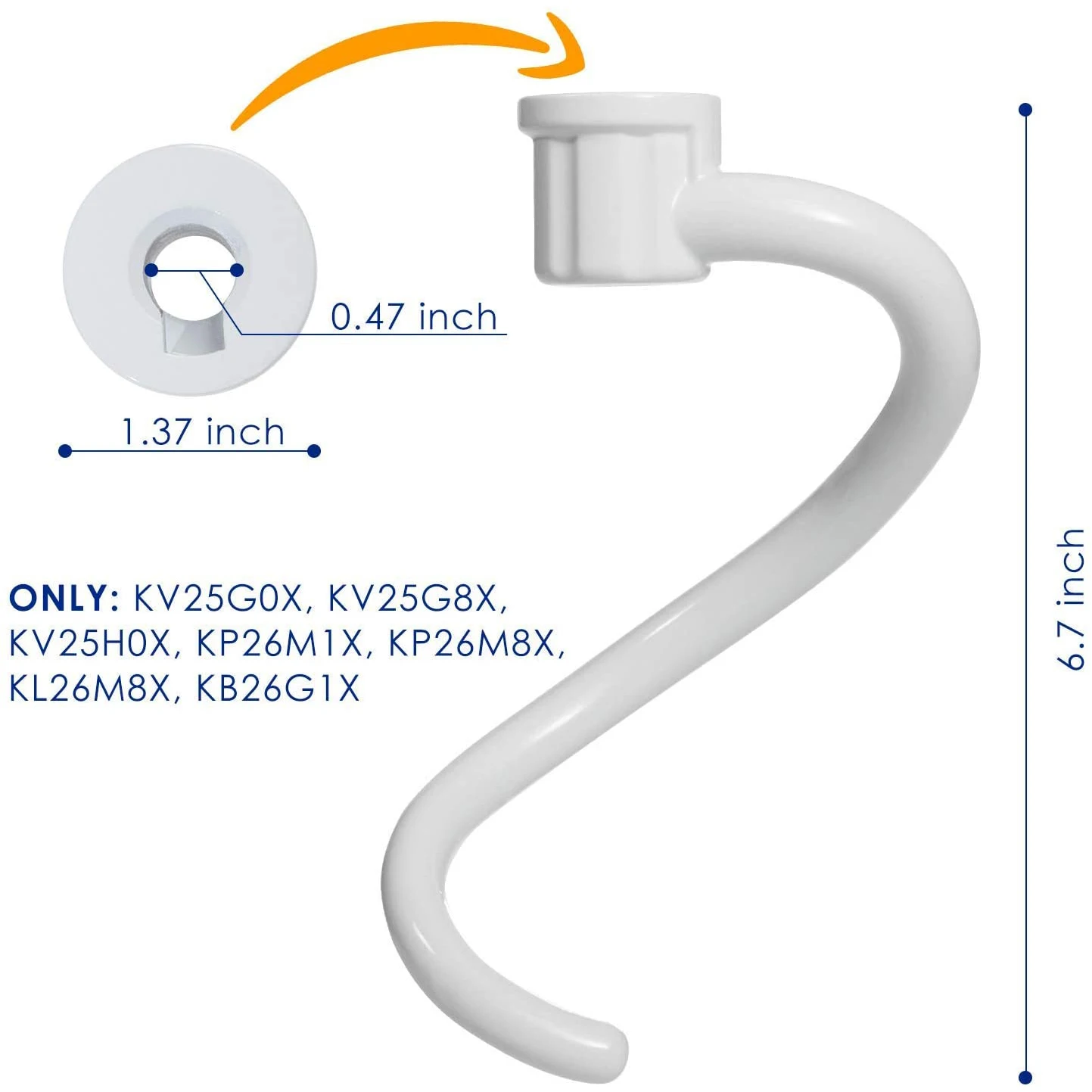 A02V-металлический крючок для теста со спиральным покрытием, металлический крючок для теста со спиральным покрытием - подходит для моделей с подъемом чаши миксера на кухонной подставке