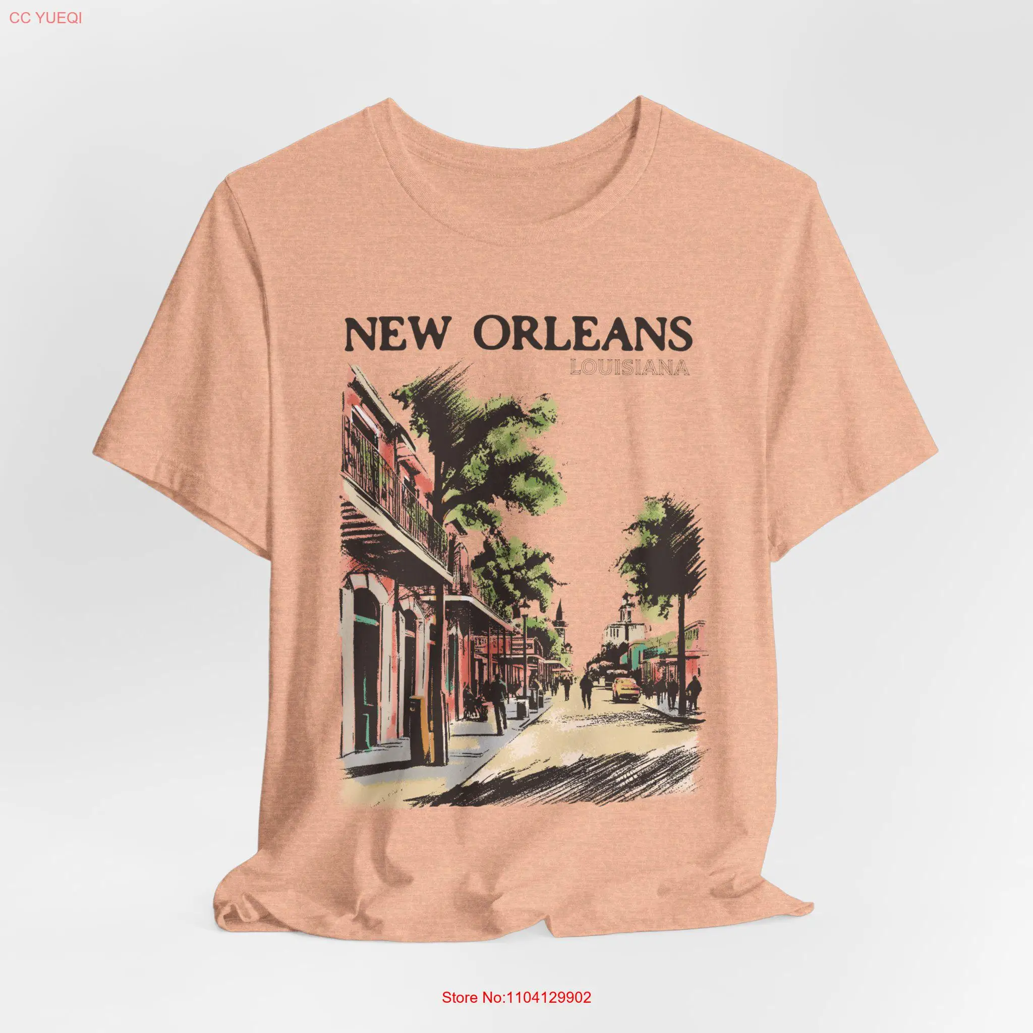 

New Orleans Louisiana T Shirt Urban Vintage Style For Her long or short sleeves