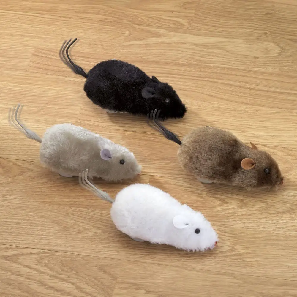 

2/4pcs Fun and Interactive Plush Wind-Up Mouse Toy for Cats Dogs and Kids Mechanical Moving Animal Toy for Playtime and Pranks