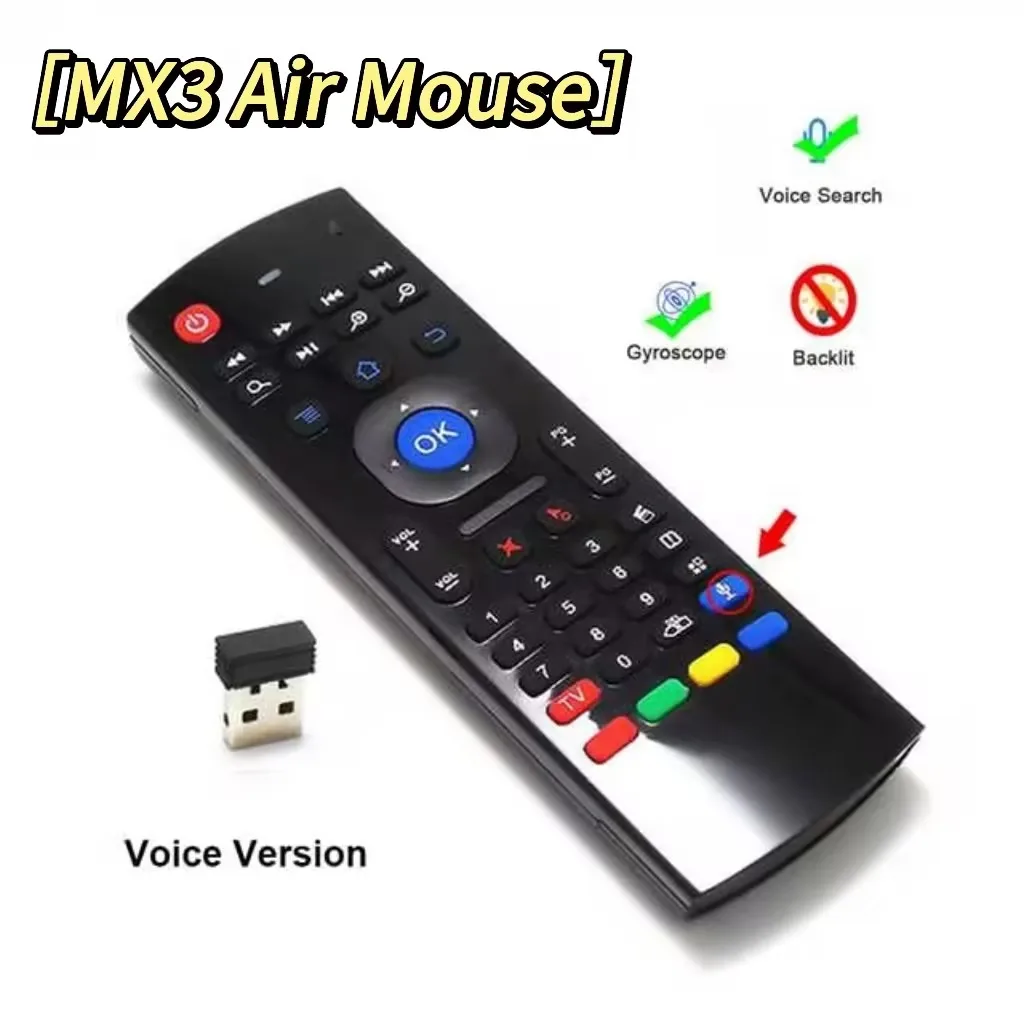 MX3 Podświetlana mysz powietrzna Inteligentny pilot głosowy Bezprzewodowy 2.4G RF z klawiaturą do kontrolera H96 MAX Smart Home Android TV Box