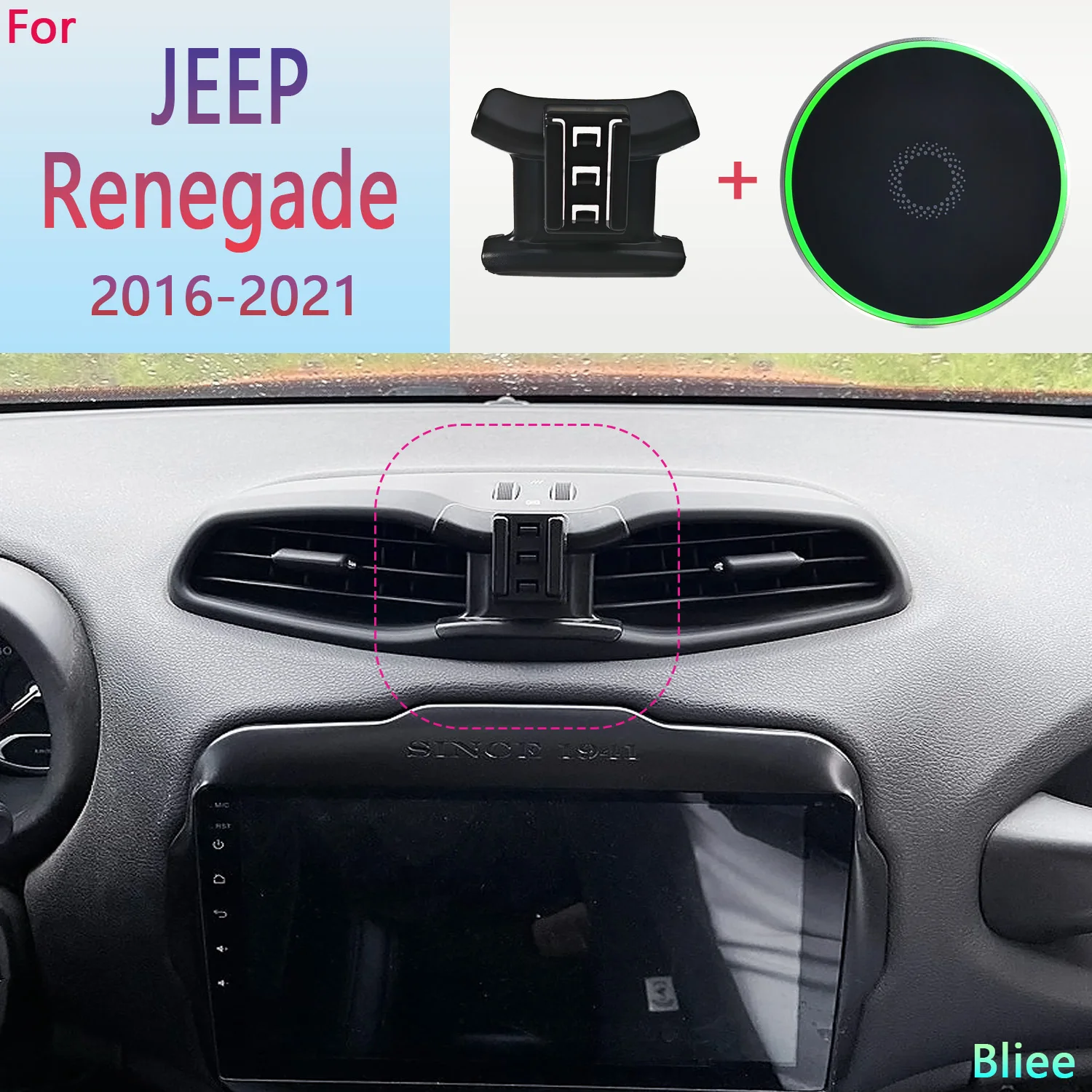 For JEEP Renegade 2016 2017 2018 2019 2020 2021 Magnetic Car Phone Holder 15W Wireless Charging Phone Stand MagSafe Base