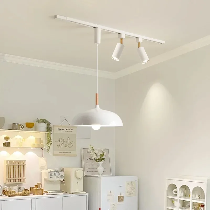 

Современный скандинавский светодиодный подвесной светильник для столовой, ресторана, гостиной E27, переключаемый трековый прожектор, деревянный подвесной светильник