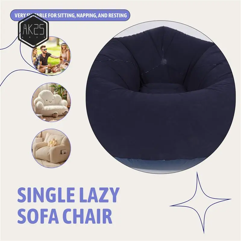 

AK25-Large Inflatable Sofa Chair Bean Bag Flocking PVC Garden Lounge Beanbag Outdoor Furniture Camping Backpacking Bags