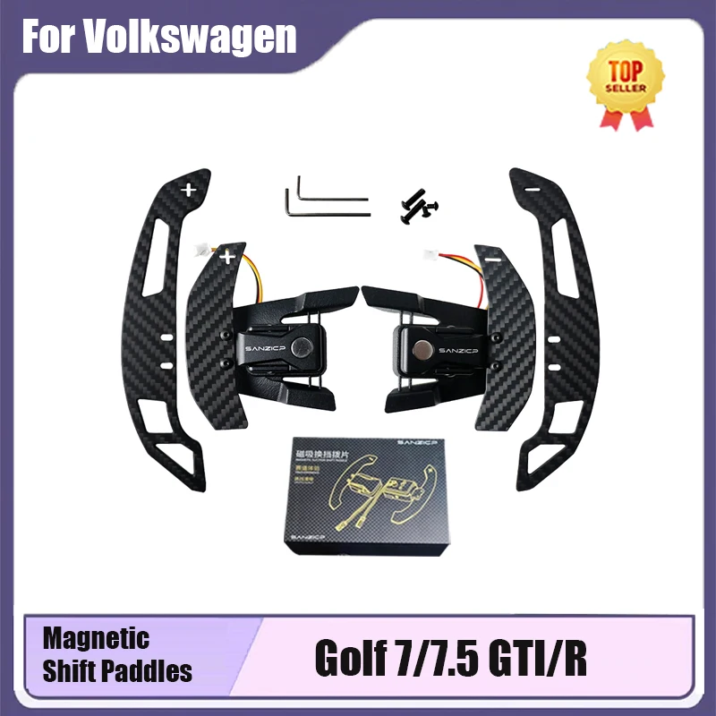 For Volkswagen Golf 7/7.5 GTI/R Carbon Fiber Steering Wheel Magnetic Shift Paddle