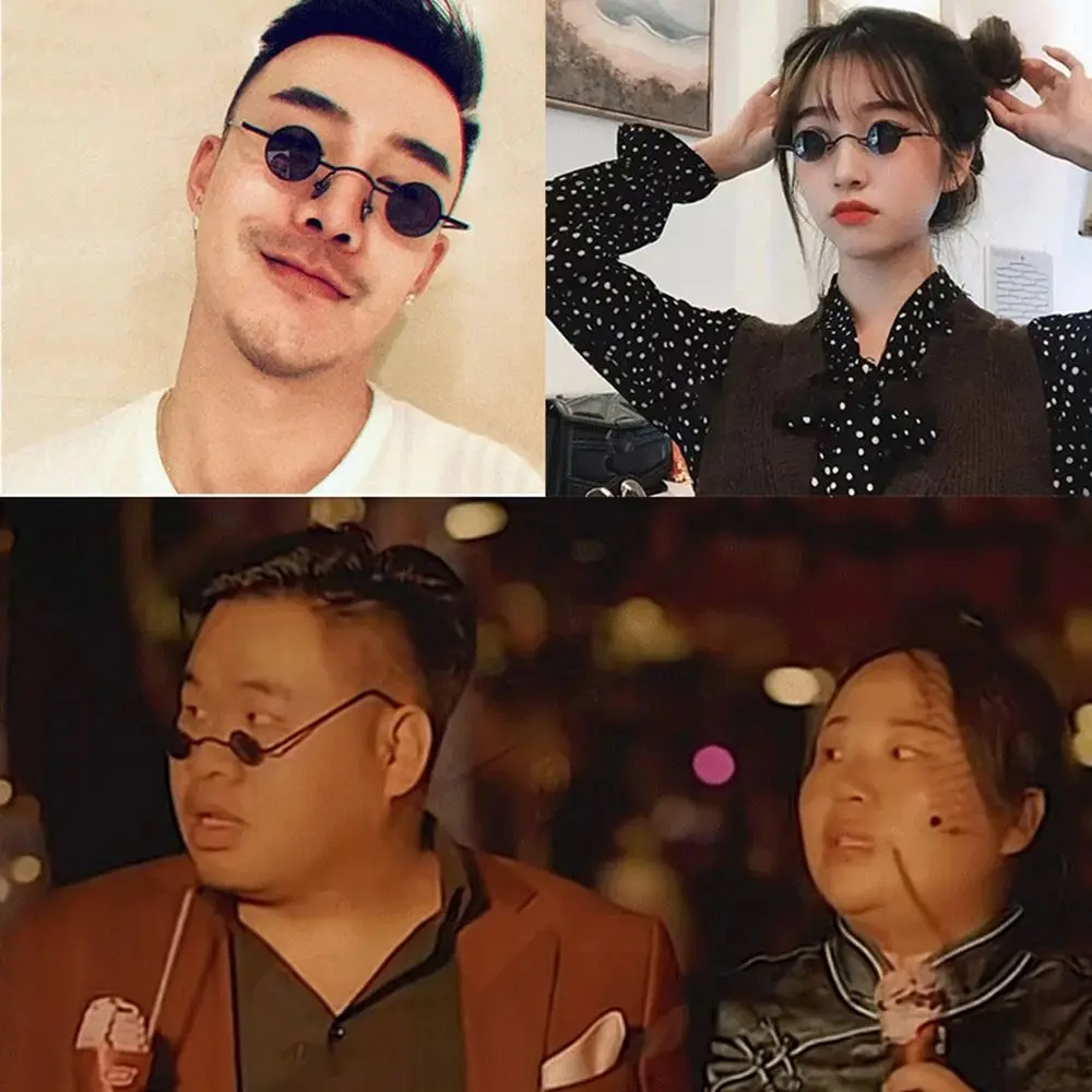 نظارات شمسية بإطار معدني كلاسيكي صغير مستدير بلون الحلوى UV400 نظارات شمسية صغيرة هيب هوب للنساء والرجال