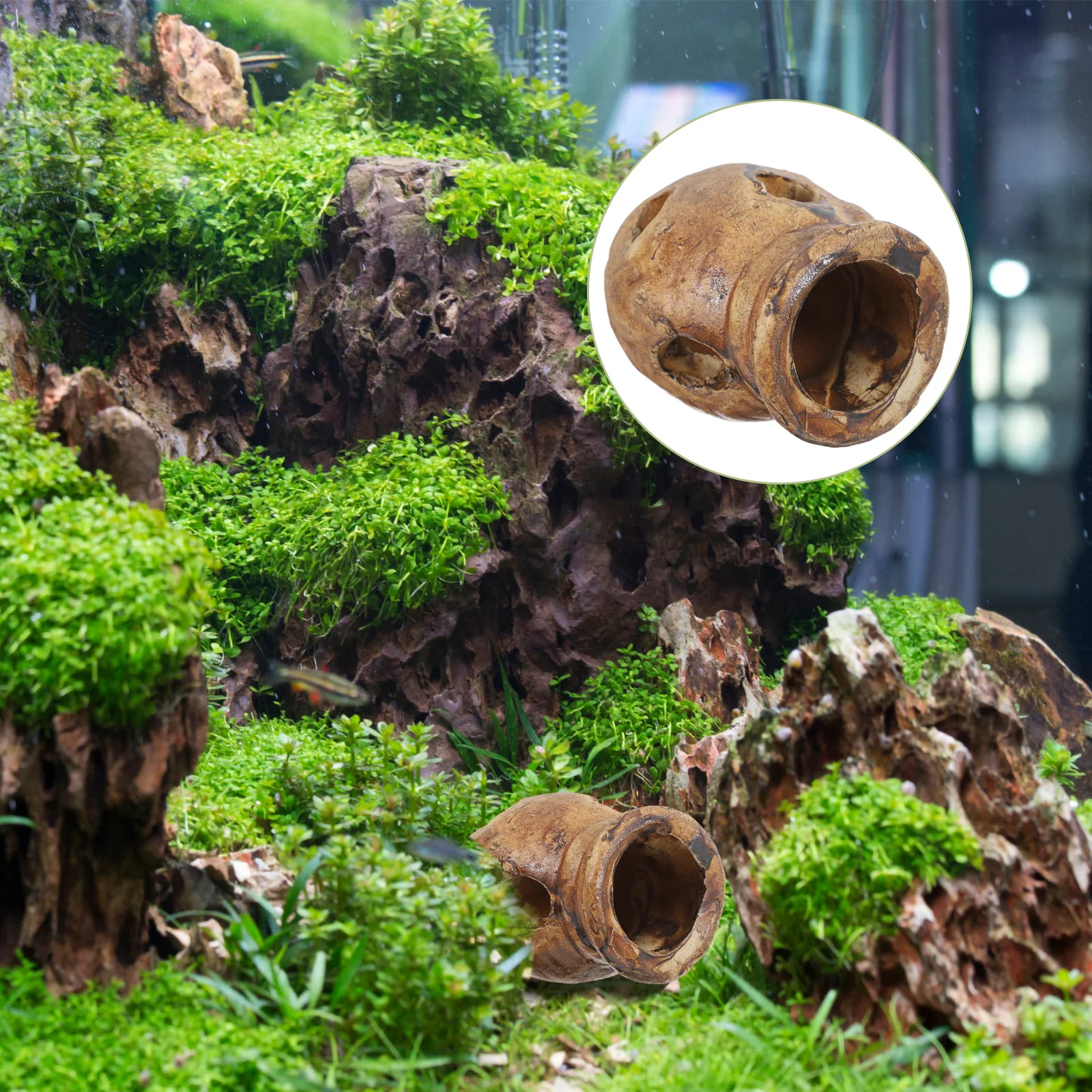 

Ceramic Aquarium Fish Shelter Fish Tank Decoration with Multiple Breeding Cones Hiding Holes for Shrimp Betta Turtle Habitat