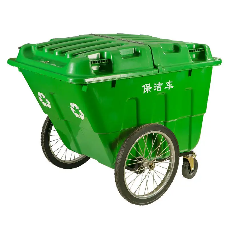 

Factory Direct Large Capacity Eco Friendly 400L Outdoor Dustbin Cart Hand Push Plastic Garbage Container Cart