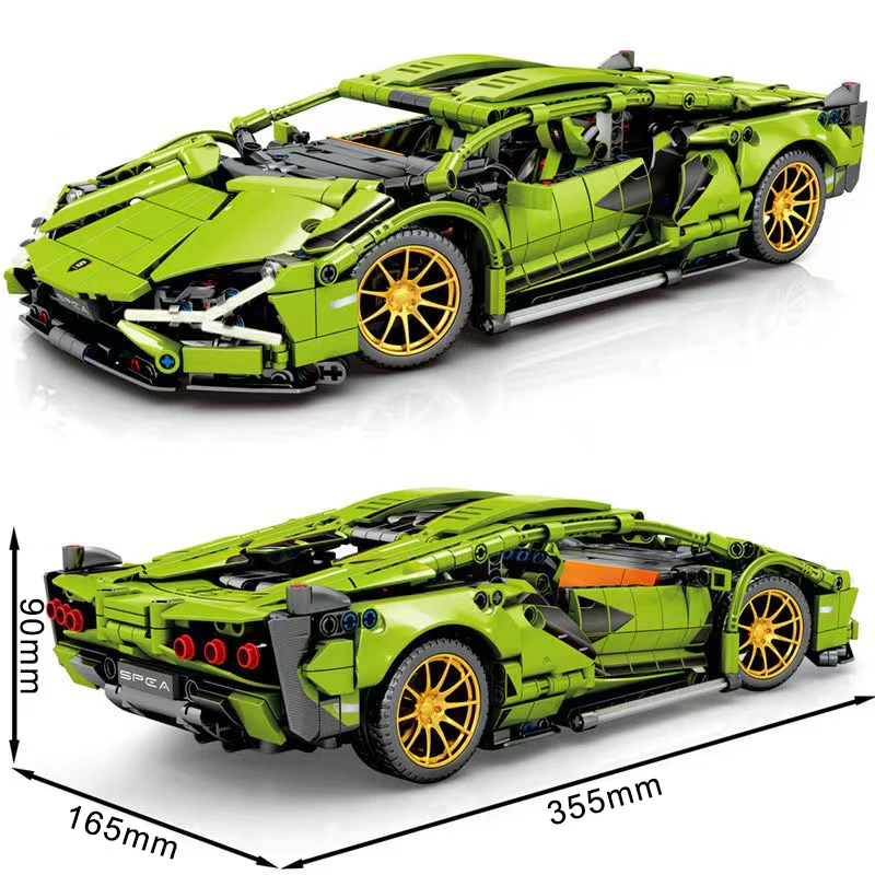 City Technical 1:14 Lamborghinied Building Block Model MOC Bugattied Racing Car Assemble Vehicle Bricks Toys For Kids Adult Gift