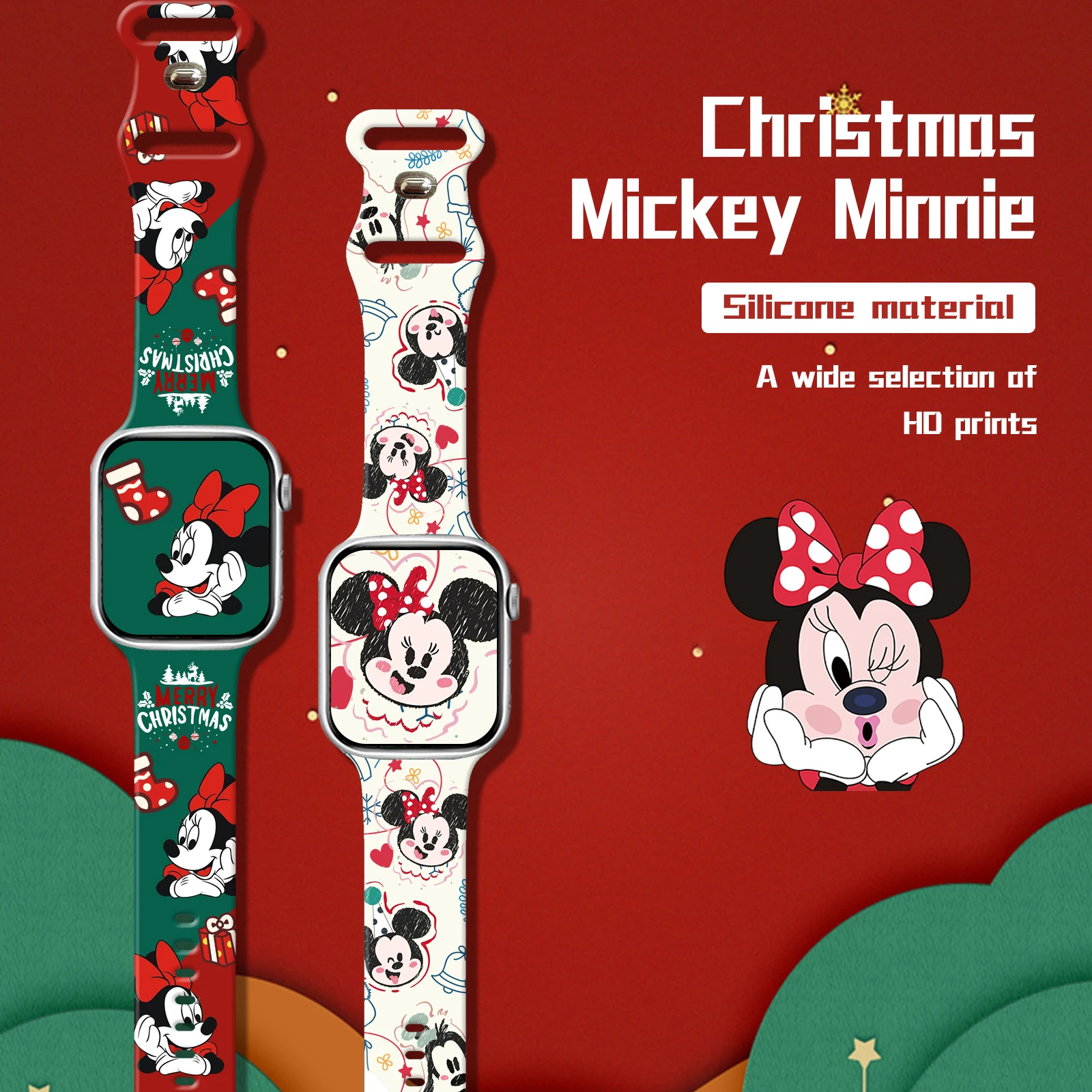 Cinturino con stampa Disney per iWatch 11 10 9 8 cinturino in silicone sostituibile per Apple Watch 46mm 44mm 42mm 41mm 38mm cinturino