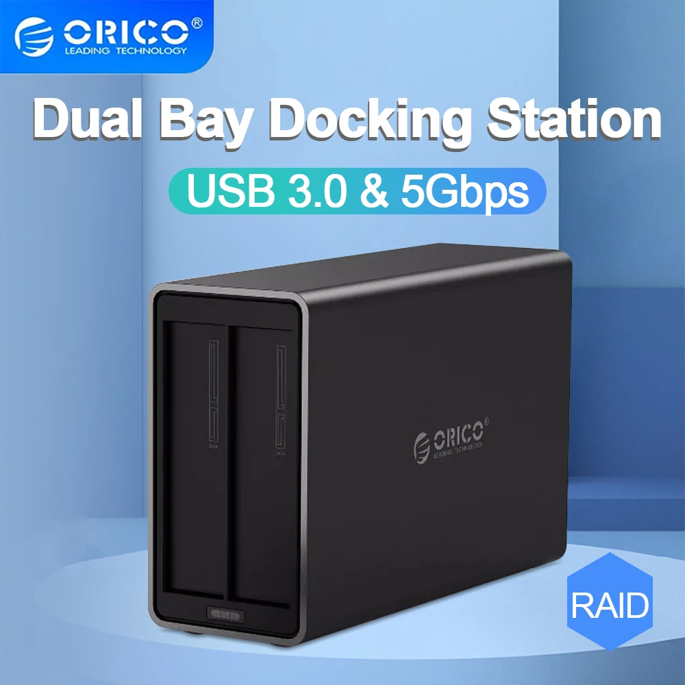 

ORICO HDD Enclosure 3.5 Inch SATA To USB 3.0 External Hd Case Dual Bay Hard Drive Docking Station for PC Case 4 RAID Modes Case