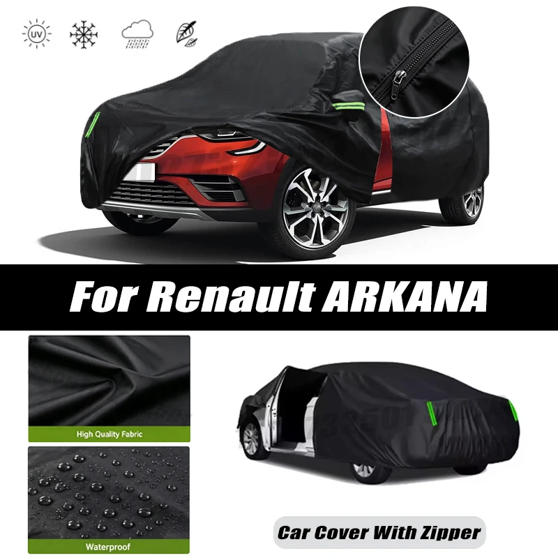 For Renault ARKANA Car Covers Outdoor Waterproof Sun Rain Snow Protection UV Car Zipper Design Car Cover Accessories