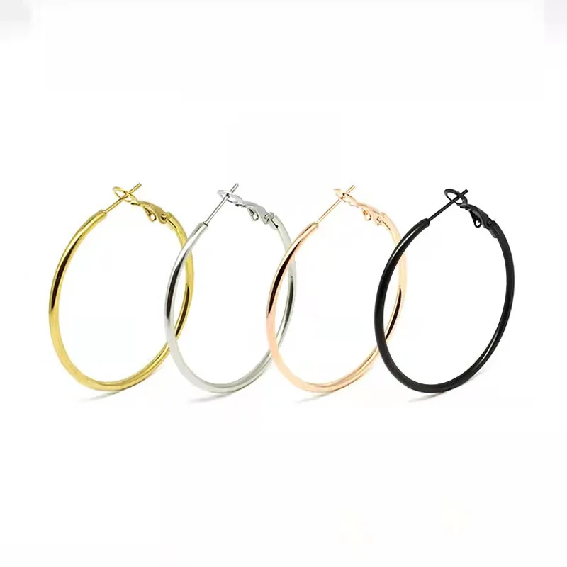 30mm Hoop Earrings 316 L Stainless Steel With Vacuum Plating No Easy Fade Allergy Free