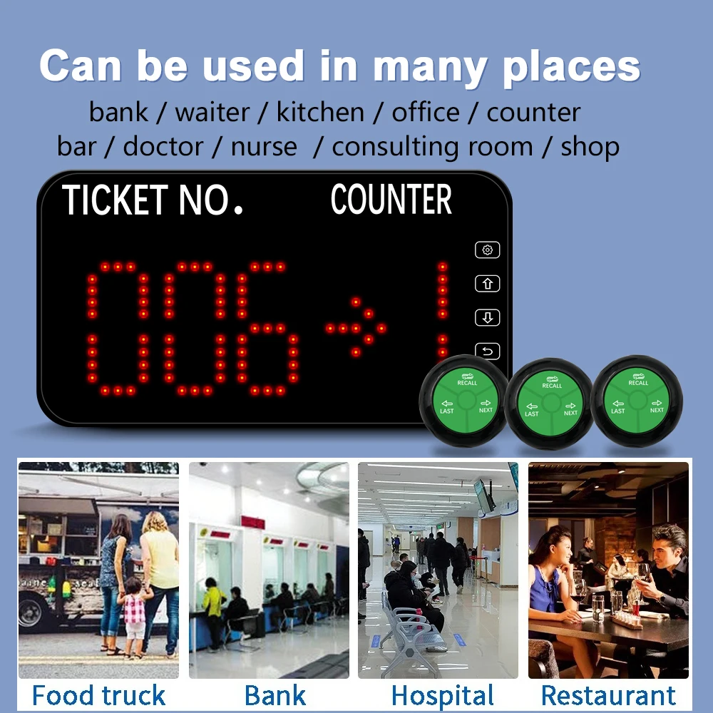 Number Calling System Wireless Queue Call System LED Display Show Tickets Number & Counter Number