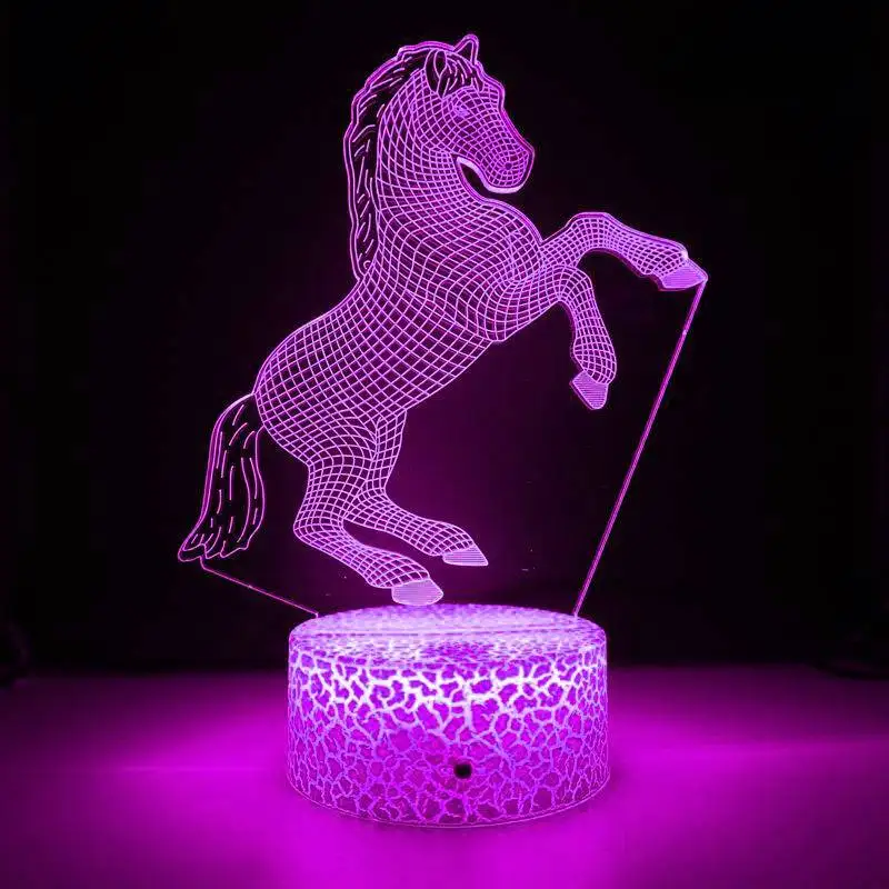 Nighdn Horse Night Light for Kids 3D Illusion Night Lamp Color Changing Room Decor Xmas Birthday Gifts for Children Boys Girls