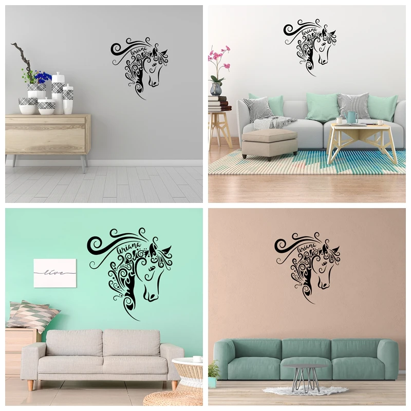 1 pc Vibrant Horse with garland wall sticker Wall Decal Living Room Removable Mural For Kids Rooms Diy Home Decoration Vinyl