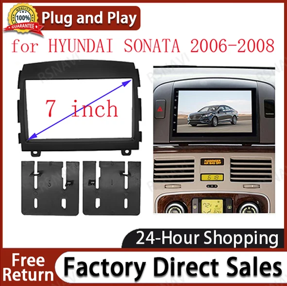 Double Din Car Radio Facia for HYUNDAI SONATA 2006-2008 Stereo CD DVD Player Facia Frame Surround Panel Auto Installation Bezel