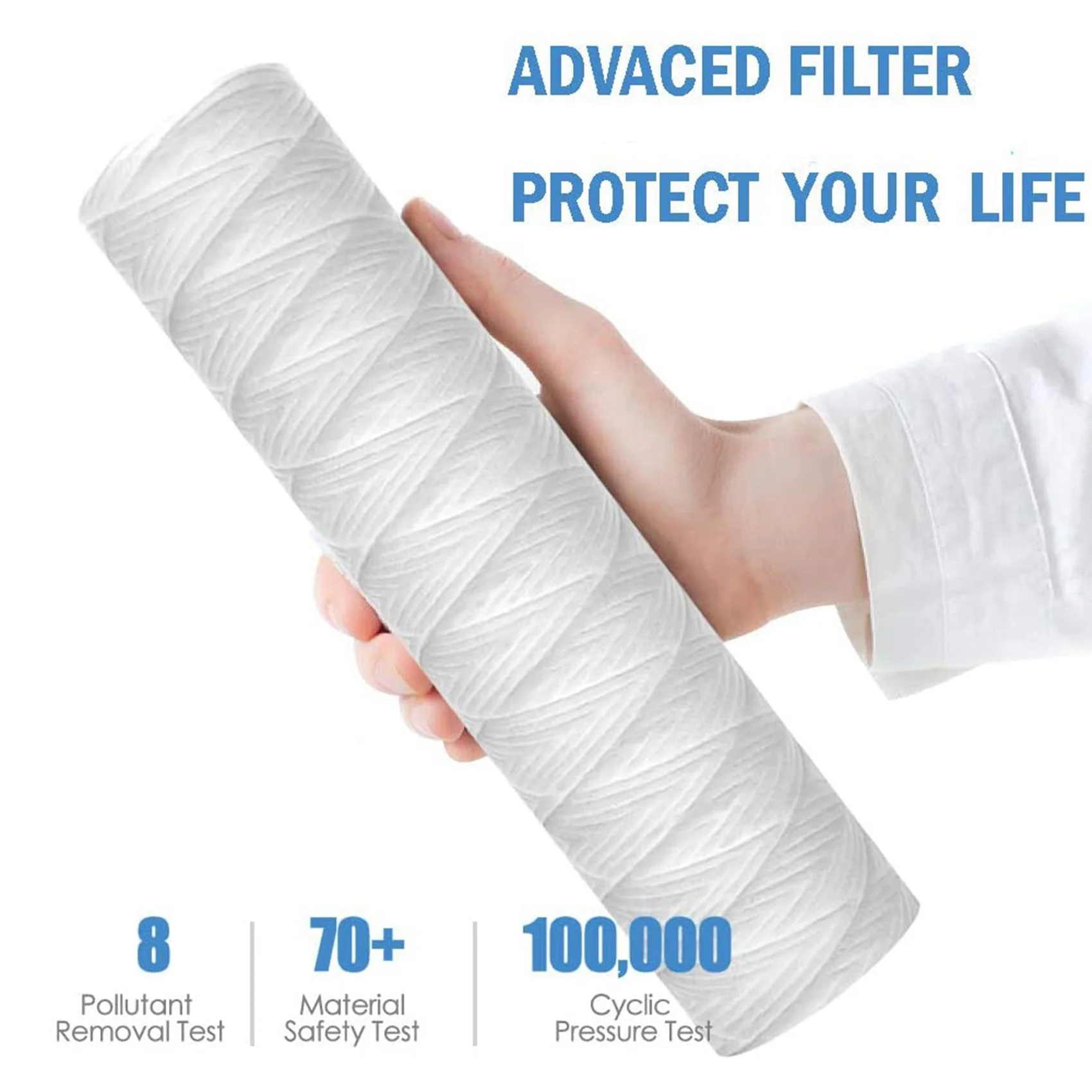 

A38T-12Pcs 5 Micrometre String Wound Water Filter Universal Whole House Replacement Cartridge Sediment Filters 10Inch