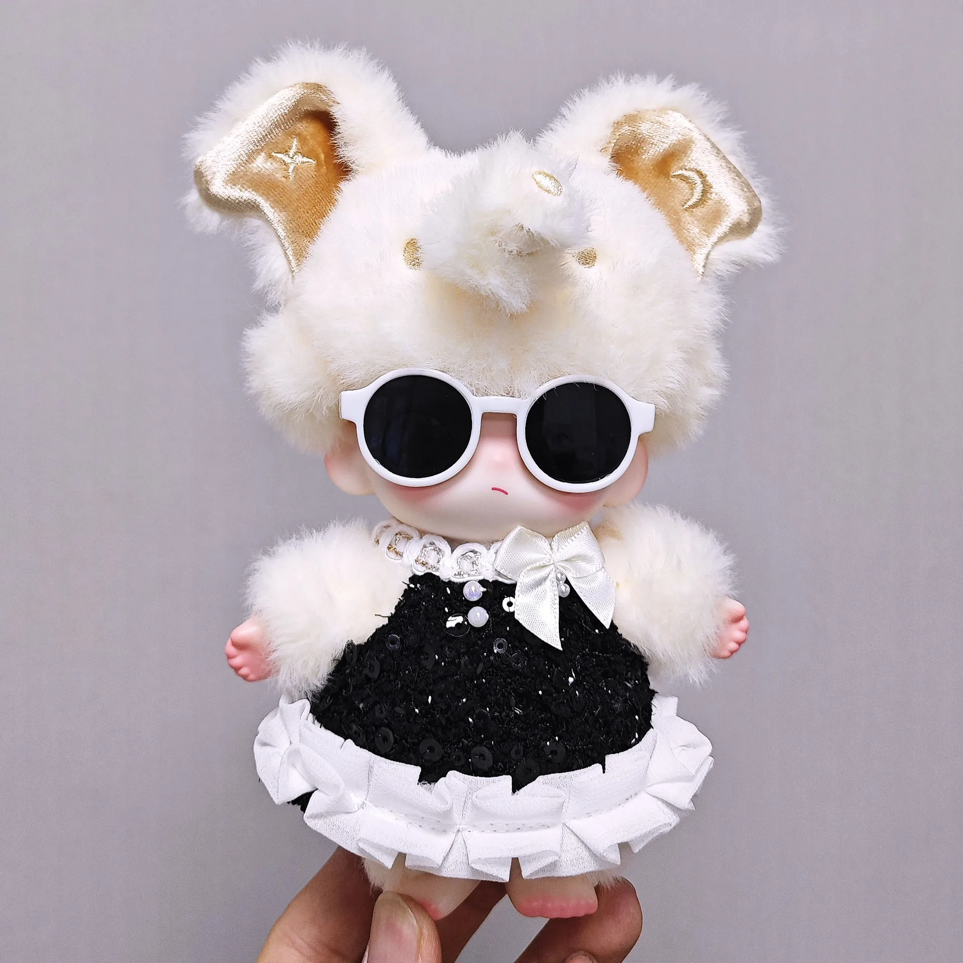 

Elegant Little Luxe Style Dress Elephant Print for 17cm Dimoo and Labubu Clothes Vinyl Doll Thai Limited Fashion