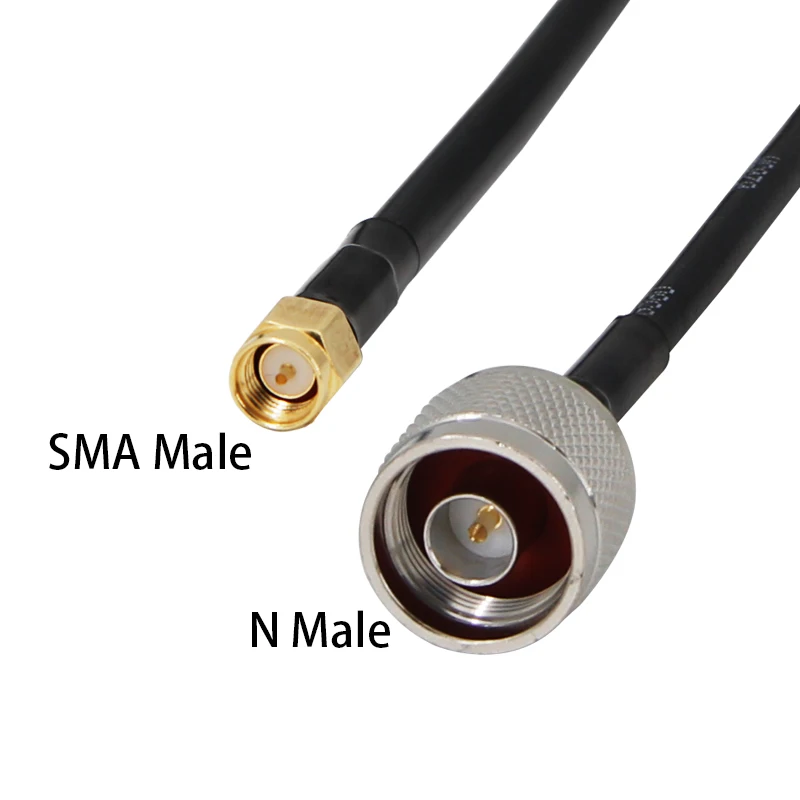 Cable de RG-58U 50-3D, enrutador de alambre de cobre puro, extensión de antena WiFi, SMA, cabeza macho N, puente macho, adaptador de antena de barril de fibra de vidrio