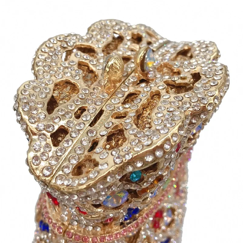 Luxuriöse Damen-Abendtasche mit Diamanten und Kristallen, Elegante Clutches, Klassische Braut- und Hochzeitstaschen – Detail 17