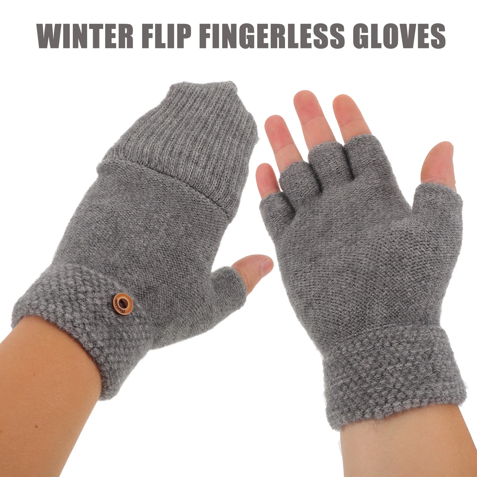 

2pcs Women'S Convertible Fingerless Gloves Winter Thermal Mittens For Skiing Cycling Touch Screen Use Outdoor Sports Riding